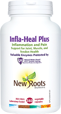 Infla-Heal Plus by New Roots Herbal | Valuable Enzymes Protected by Natural  Water-Based GPS™ Enteric Coating · Gastric Protective System Inflammation  and Pain · Support for Joint, Muscle, and Tendon Health (360 capsules) |