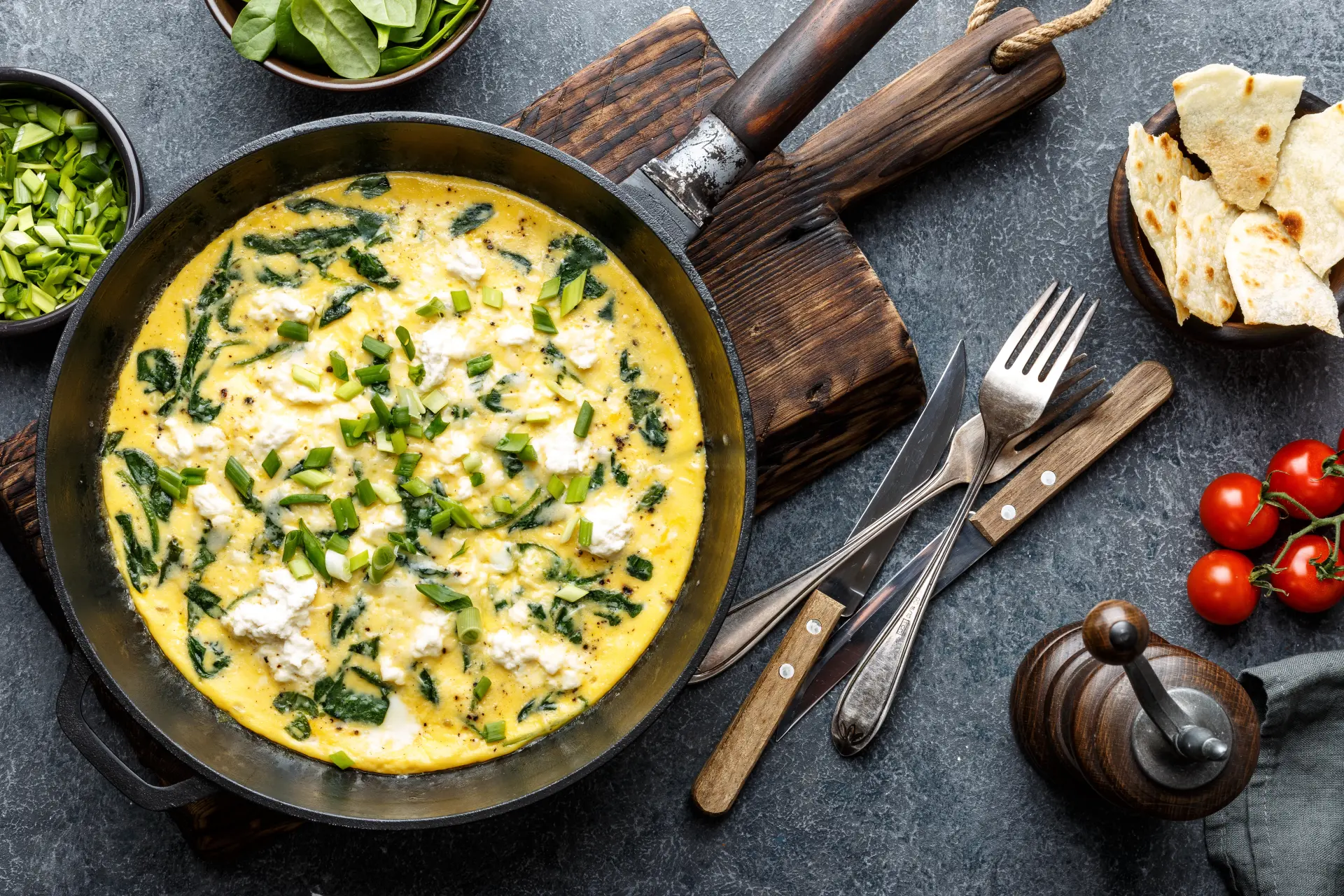 Omelette with spinach or kale