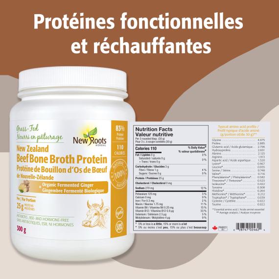 Protéine de Bouillon d’Os de Bœuf + Gingembre Fermenté Biologique