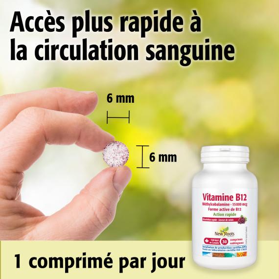 Vitamine B12 Méthylcobalamine · 15 000 mcg (Comprimés sublinguaux)