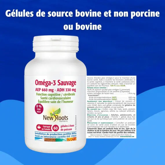 Oméga-3 Sauvage AEP 660 mg ADH 330 mg