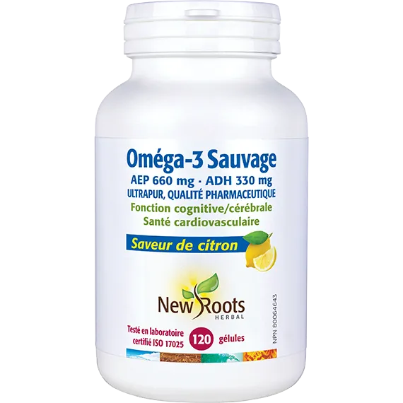 Oméga-3 Sauvage AEP 660 mg ADH 330 mg Saveur de citron