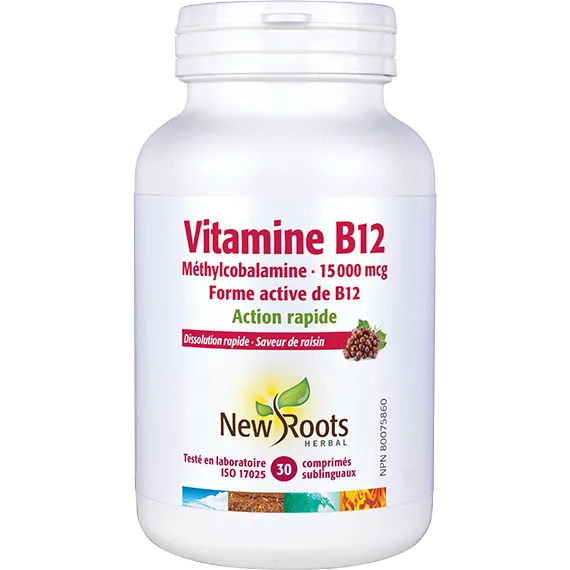 Vitamine B12 MĂ©thylcobalamine · 15âŻ000 mcg (ComprimĂ©s sublinguaux)