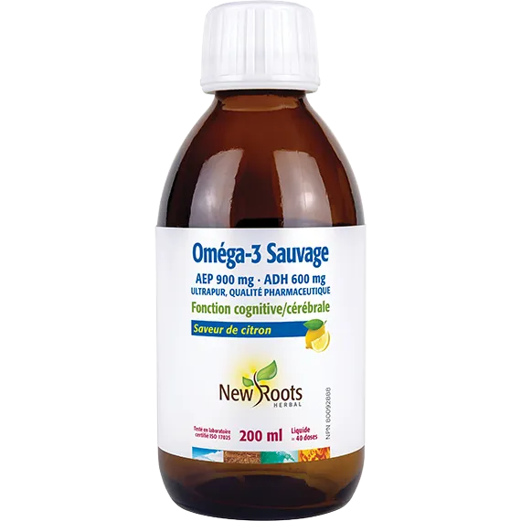 Oméga-3 Sauvage AEP 900 mg · ADH 600 mg Saveur de citron