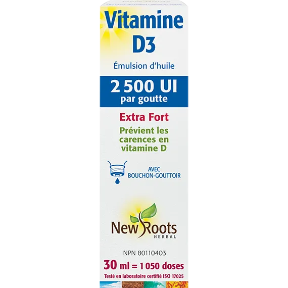 Vitamine D3 (Ămulsion dâhuile) 2âŻ500 UI par goutte Extra Fort